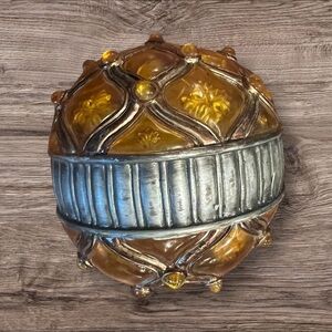 Amber Glass & Metal Decorative Ball Orb